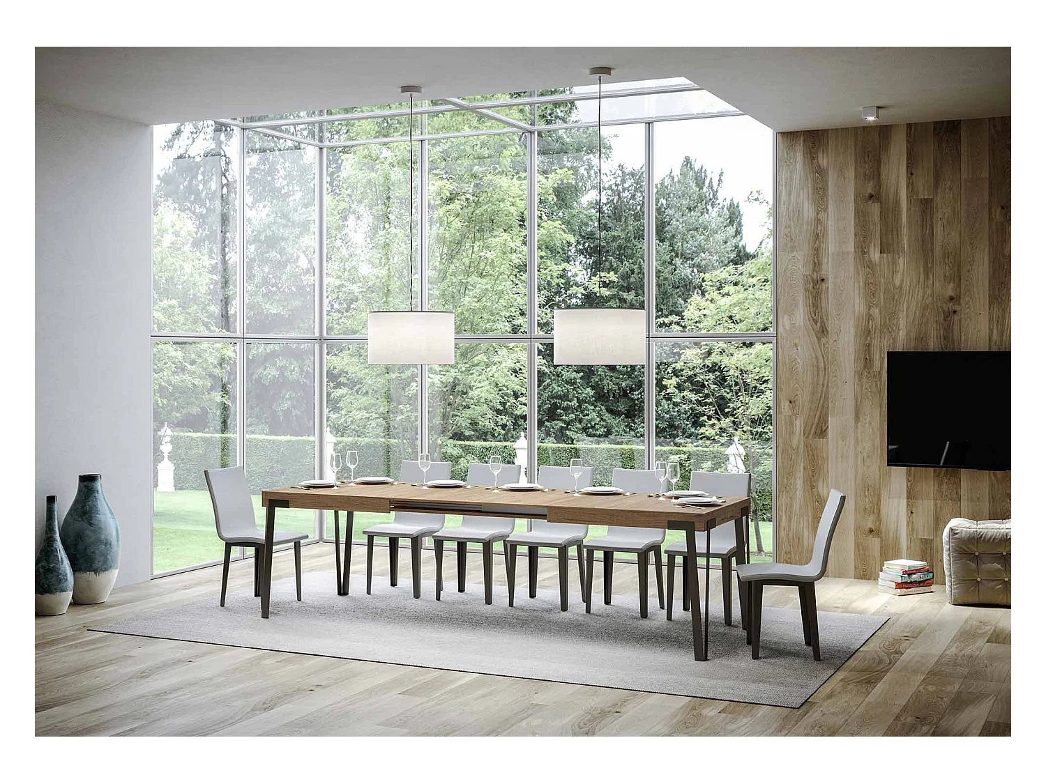 Table extensible 90x180/284 cm Rio Chêne Nature cadre Anthracite