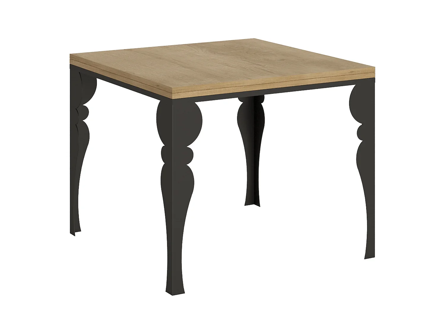 Table extensible portefeuille 90x90/180 cm Paxon Libra Chêne Nature cadre Anthracite