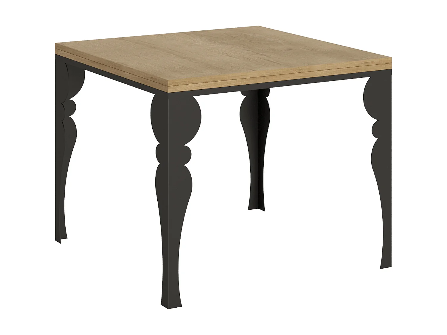 Ausziehtisch 90x90/180 cm Paxon Libra Eiche Natur mit Eisenrahmen aus Anthrazit