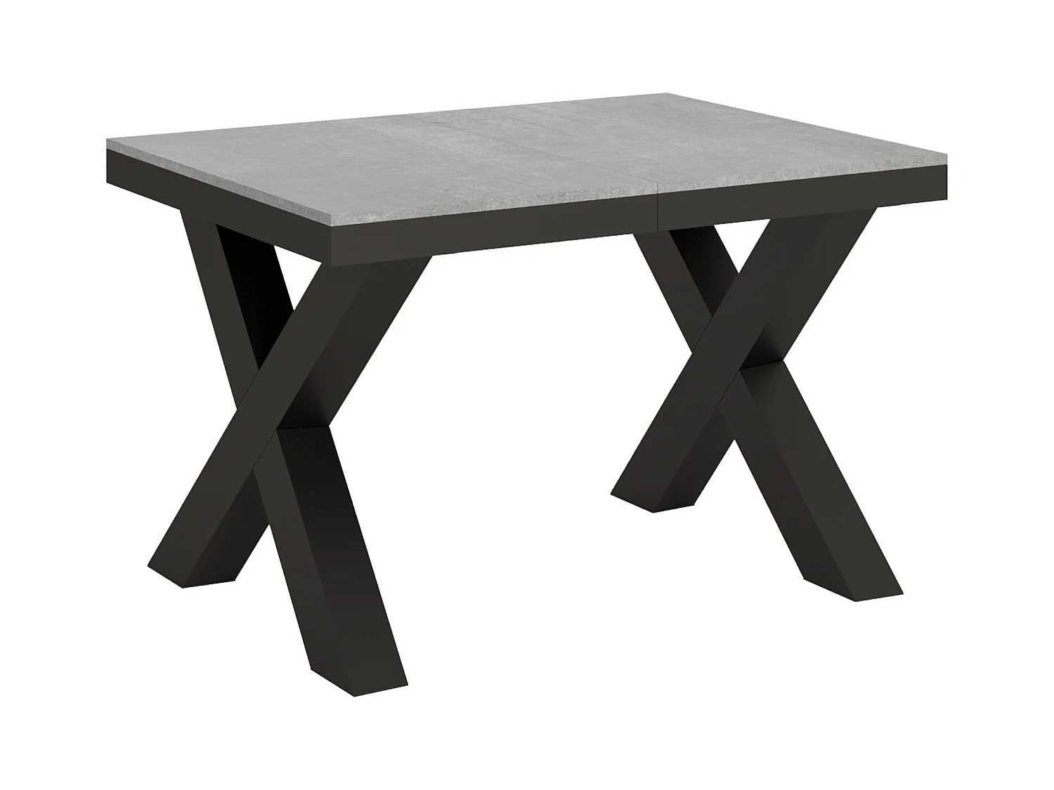 Ausziehtisch 90x120/380 cm Traffic Evolution Zement mit Eisenrahmen aus Anthrazit