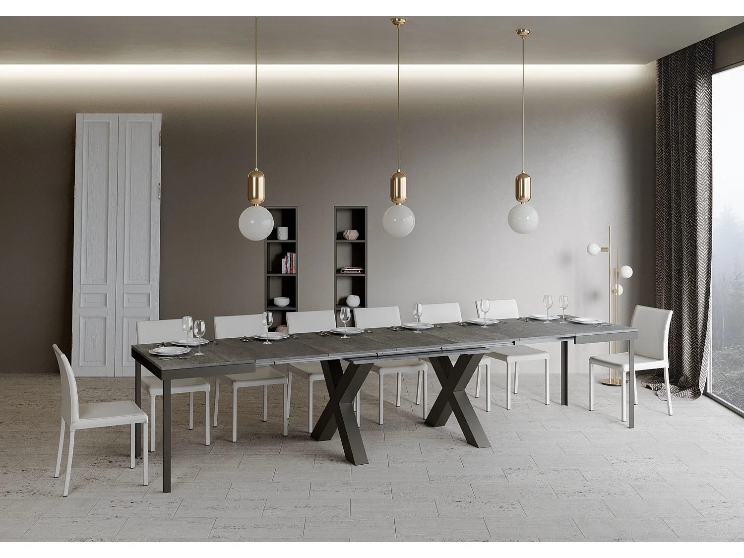 Tavolo allungabile 90x120/380 cm Traffic Evolution cemento