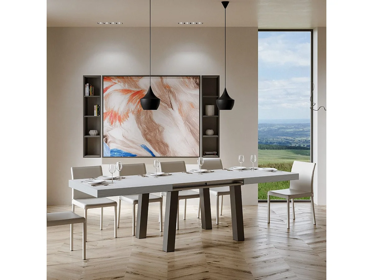 Tavolo allungabile 90x180/284 cm Bridge bianco frassino