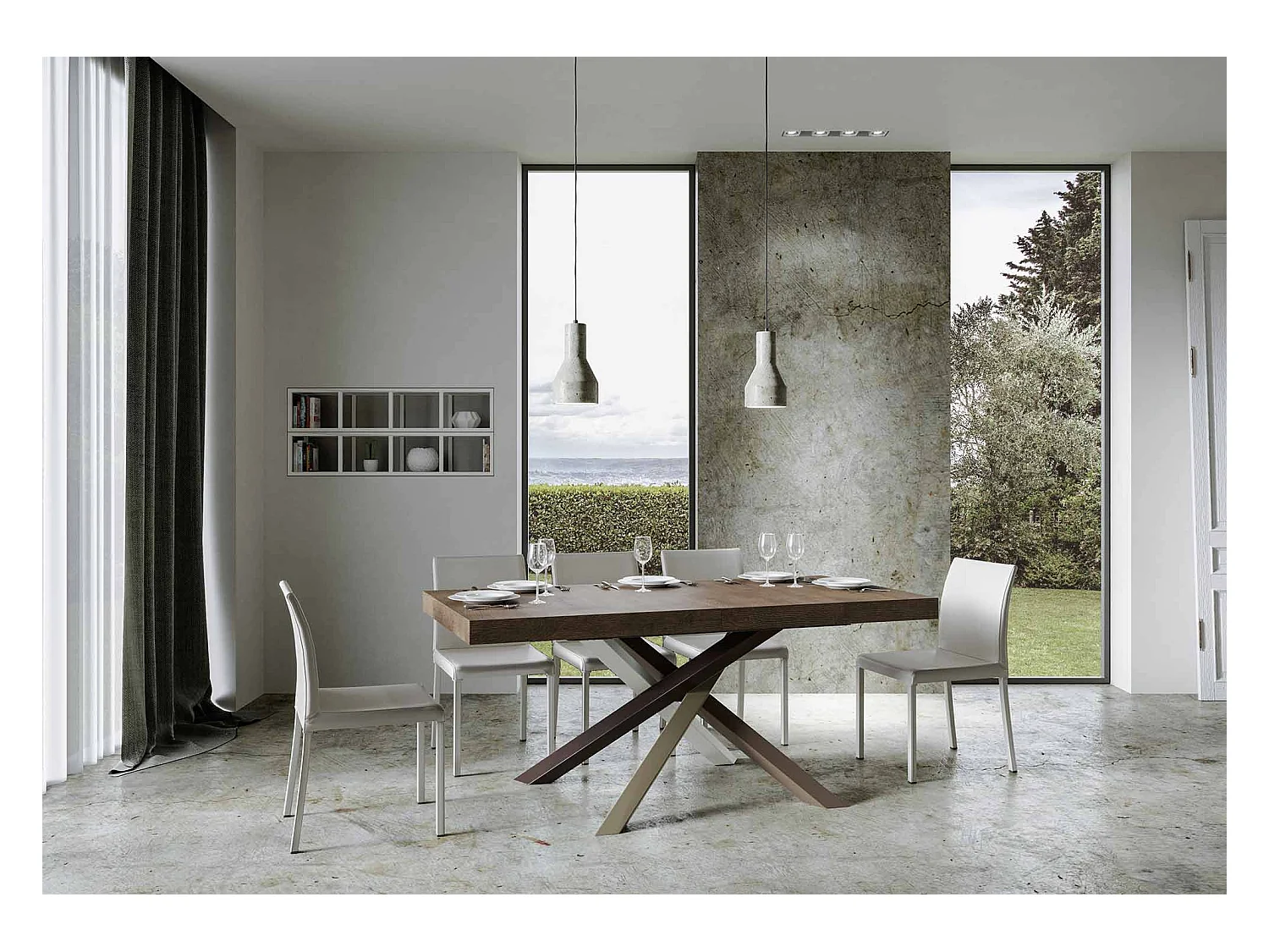 Table extensible 90x160/420 cm Volantis Noyer cadre 4/C