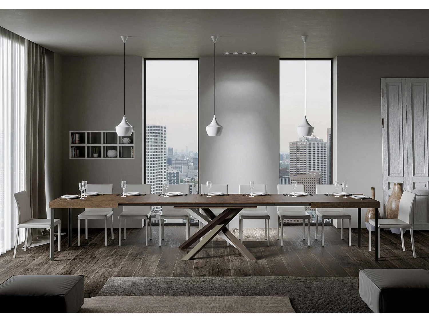 Ausziehtisch 160/420x90 cm Volantis Nussbaum Tischbeinein 4/C Farbkombination