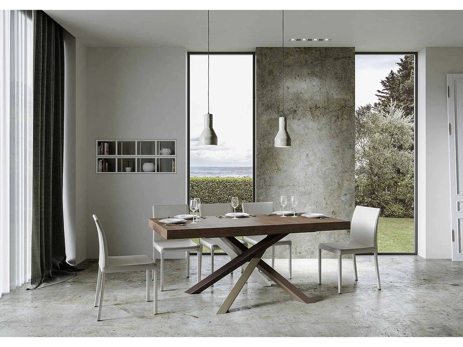 Table extensible 160/420x90 cm Volantis noyer pieds multicolore 4/C