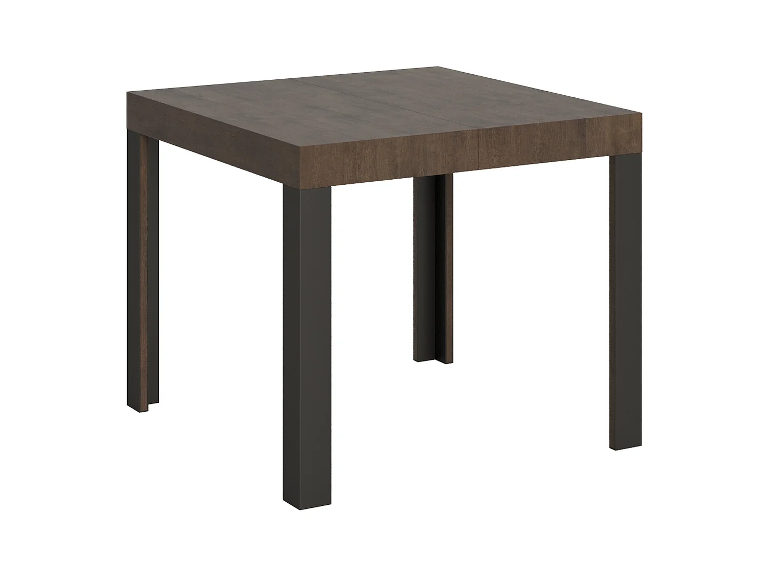 Table extensible 90x90/246 cm Linea Noyer cadre Anthracite