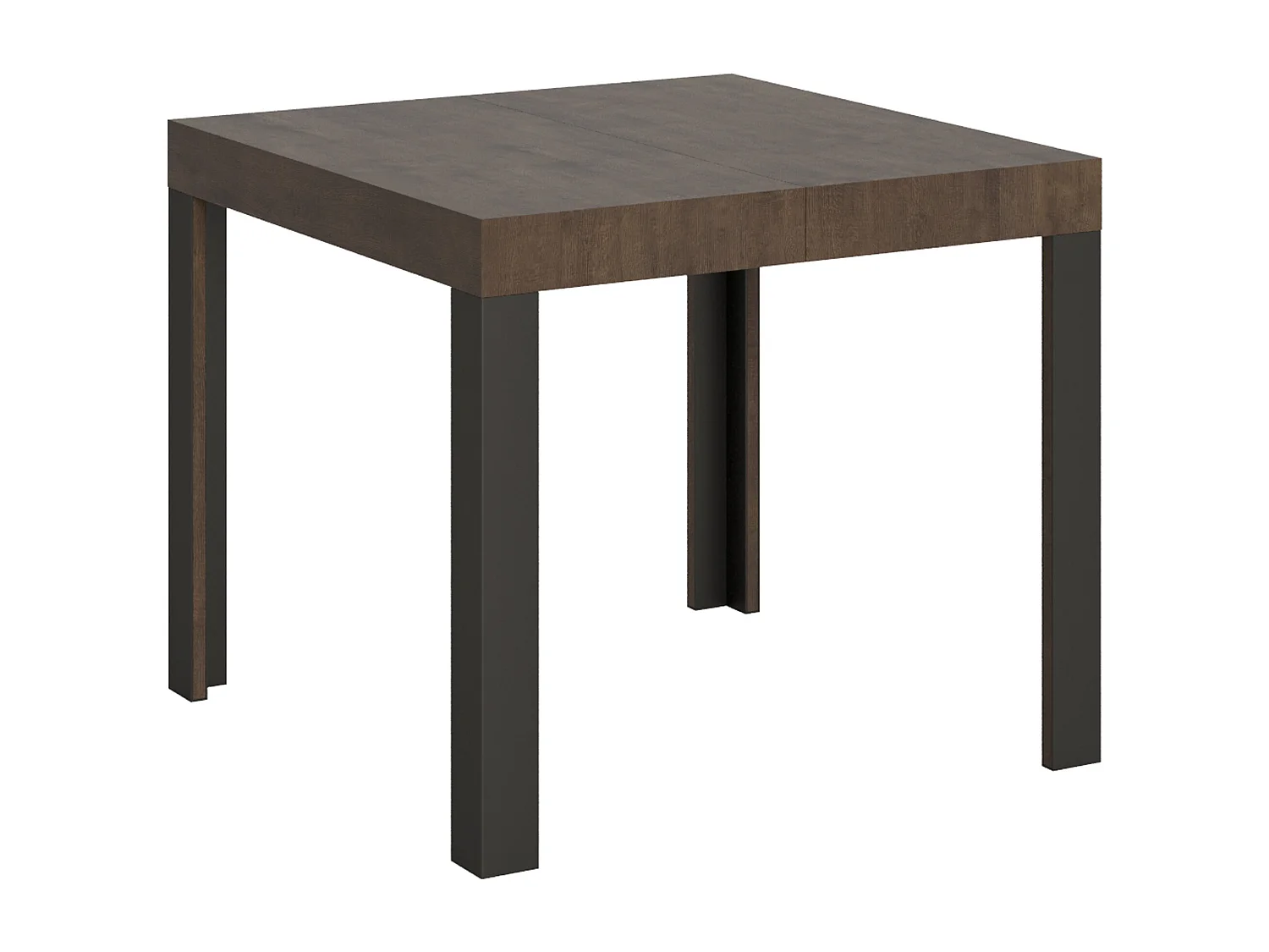Table extensible 90x90/246 cm Linea Noyer cadre Anthracite