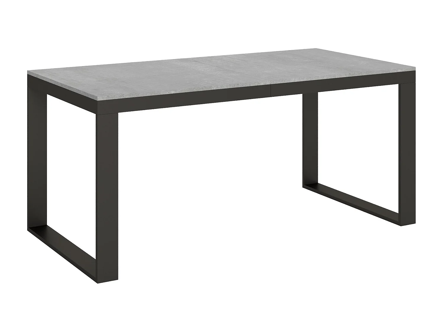 Uitschuifbare tafel 180/440x90 cm Tecno Evolution cement met antraciet frame en poten