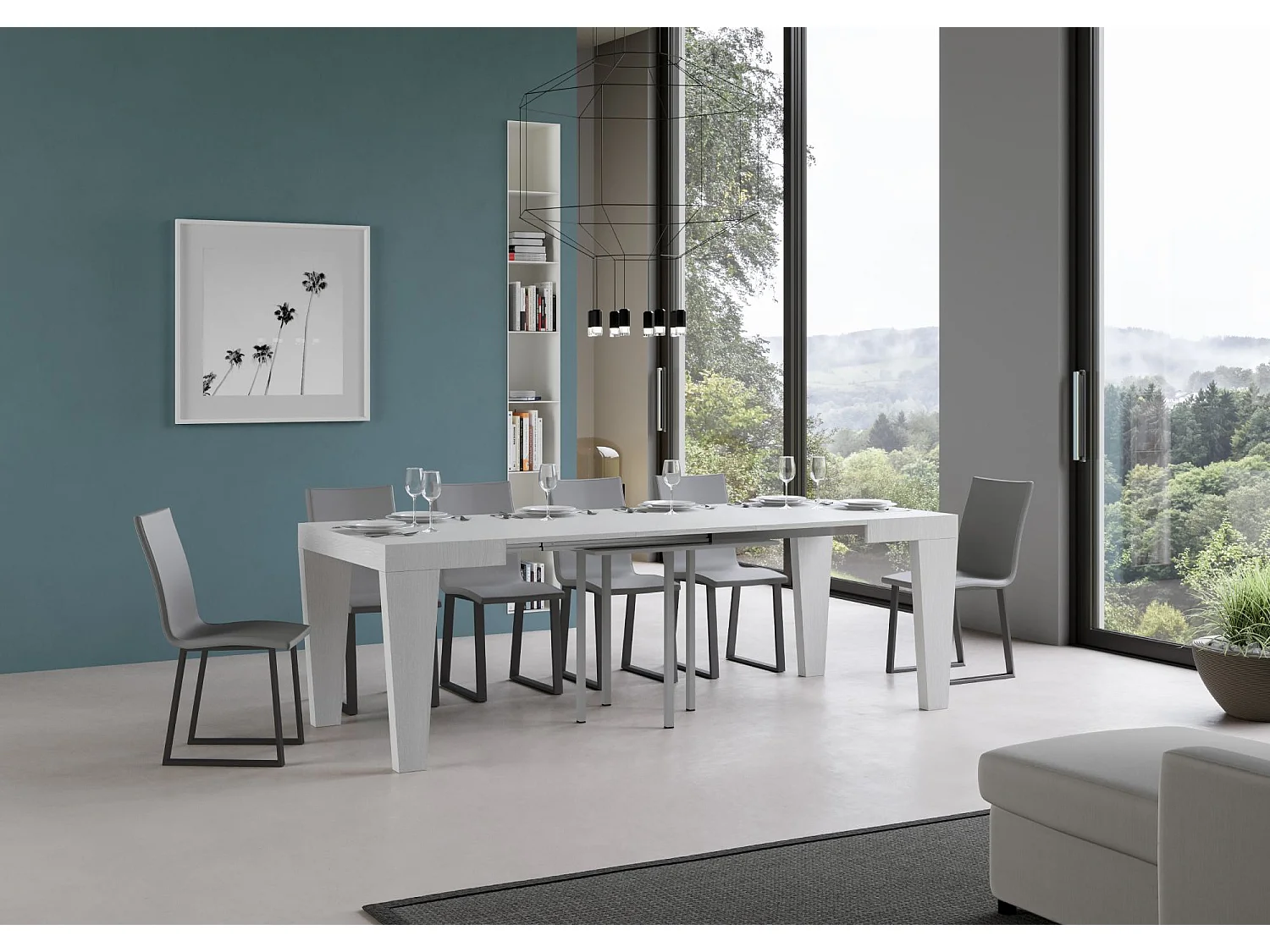 Uitschuifbare tafel 90/246x90 cm Spimbo eiken wit