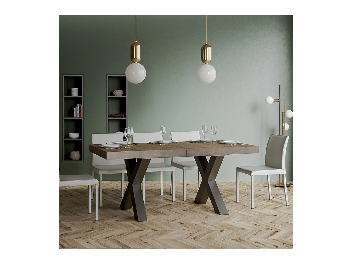 Uitschuifbare tafel 90x160/420 cm Traffic walnoot frame antraciet