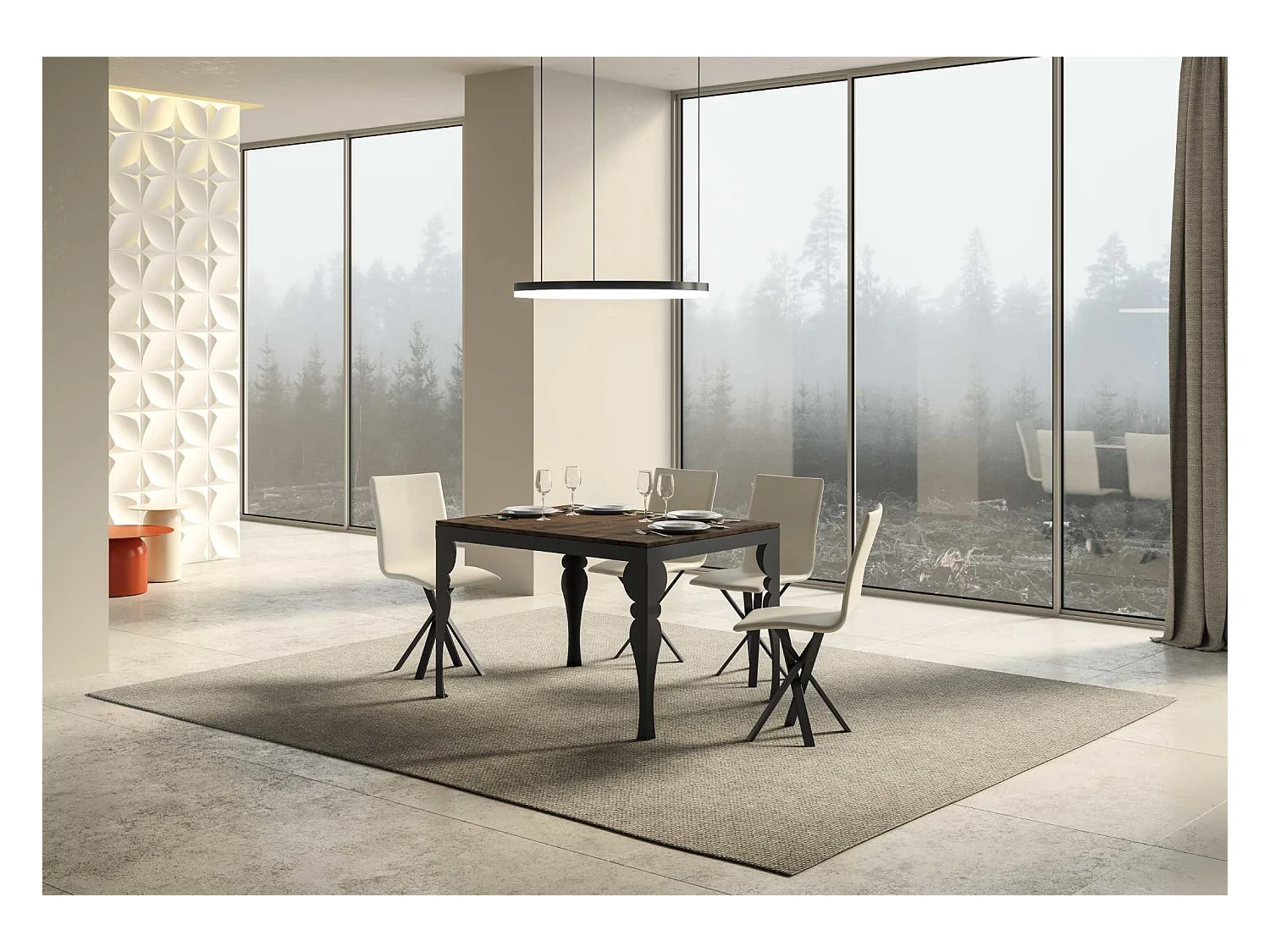 Ausziehbarer Tisch 90x120/380 cm Paxon Evolution Gestell Walnuss Anthrazit