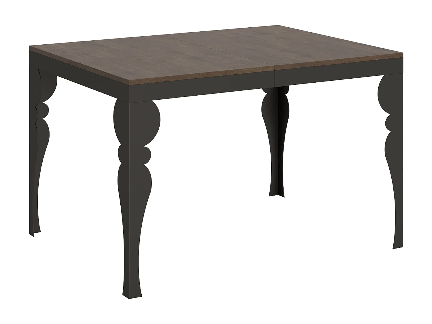Table extensible 120/380x90 cm Paxon Evolution noyer cadre et pieds anthracite