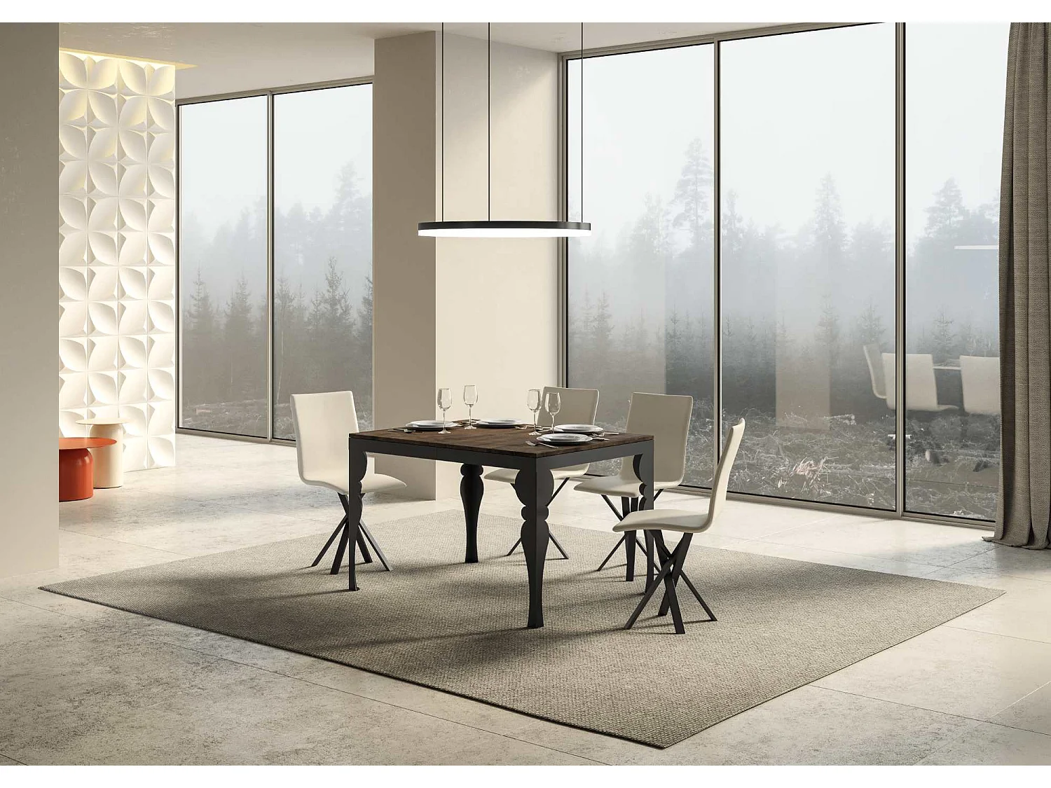 Tavolo allungabile 120/380x90 cm Paxon Evolution noce telaio e gambe antracite