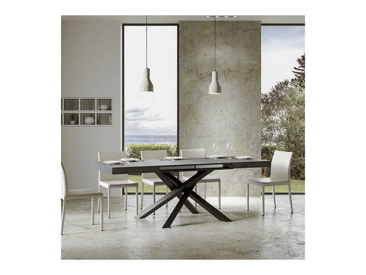 Uitschuifbare tafel 90x130/390 cm Volantis Cemento Antraciet frame