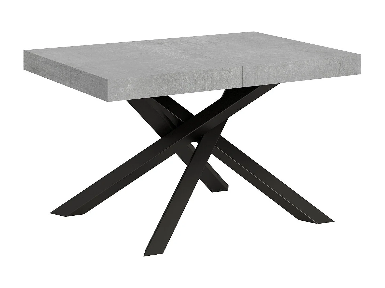 Table extensible 130/390x90 cm Volantis gris béton pieds anthracite