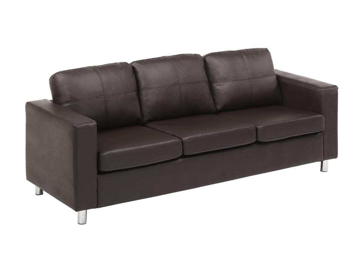 Sofa 3-Sitzer - Kunstleder - Braun - ACKLEY günstig online kaufen