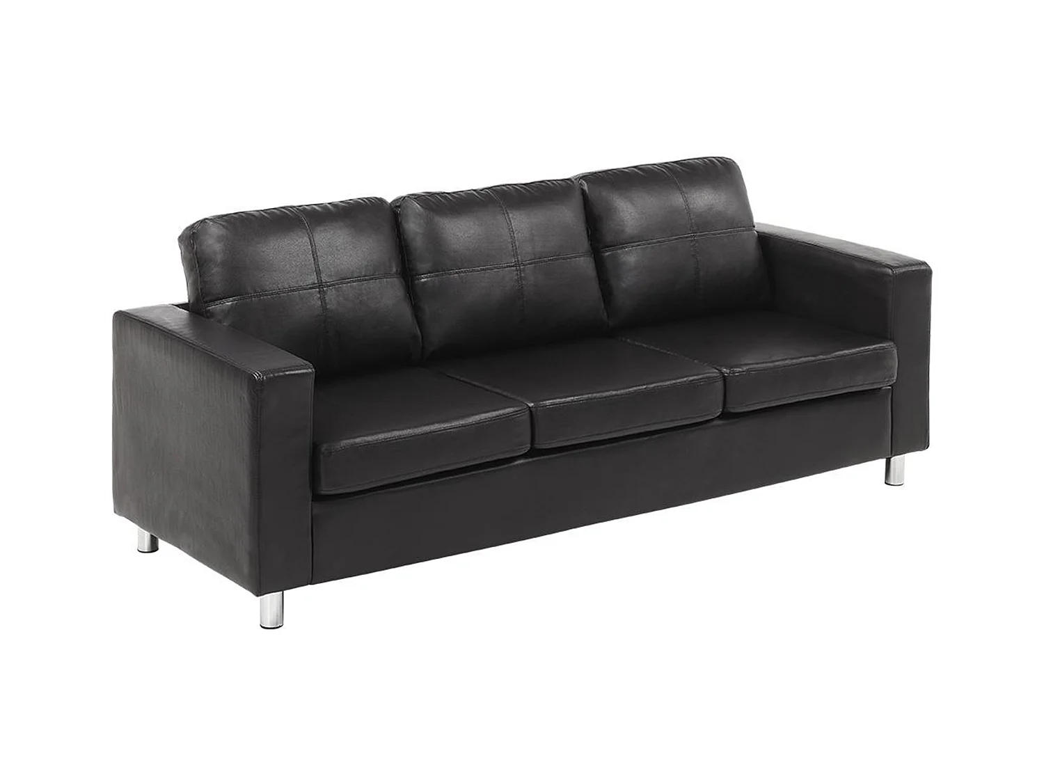 Sofa 3-Sitzer - Kunstleder - Schwarz - ACKLEY