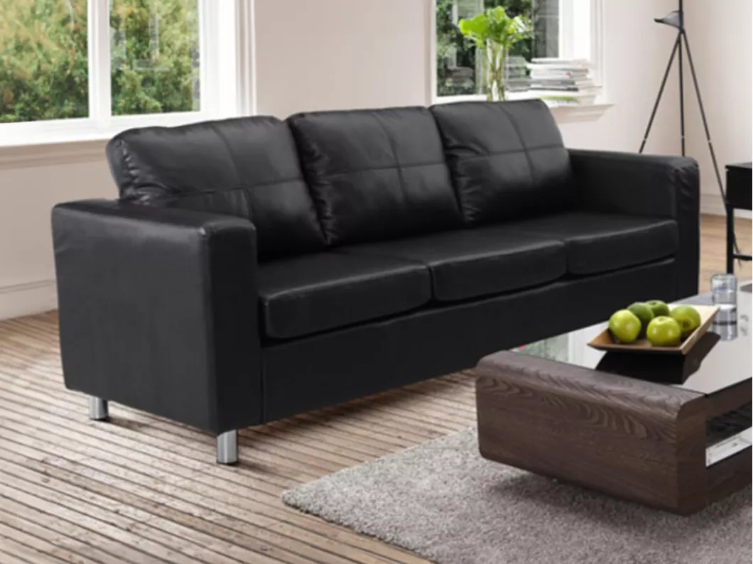 Kauf Unique Sofa 3-Sitzer - Kunstleder - Schwarz - ACKLEY