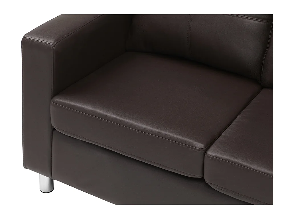 Sofá 2 plazas de piel sintética ACKLEY - Marrón