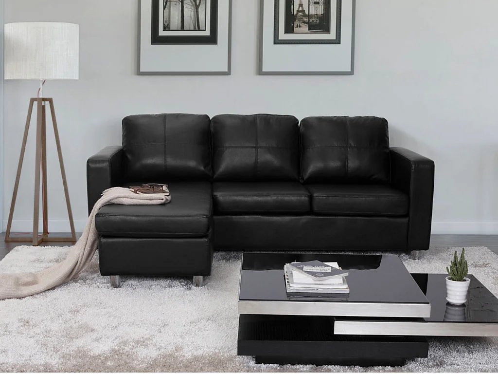 Canapé d'angle réversible en simili ACKLEY - Noir