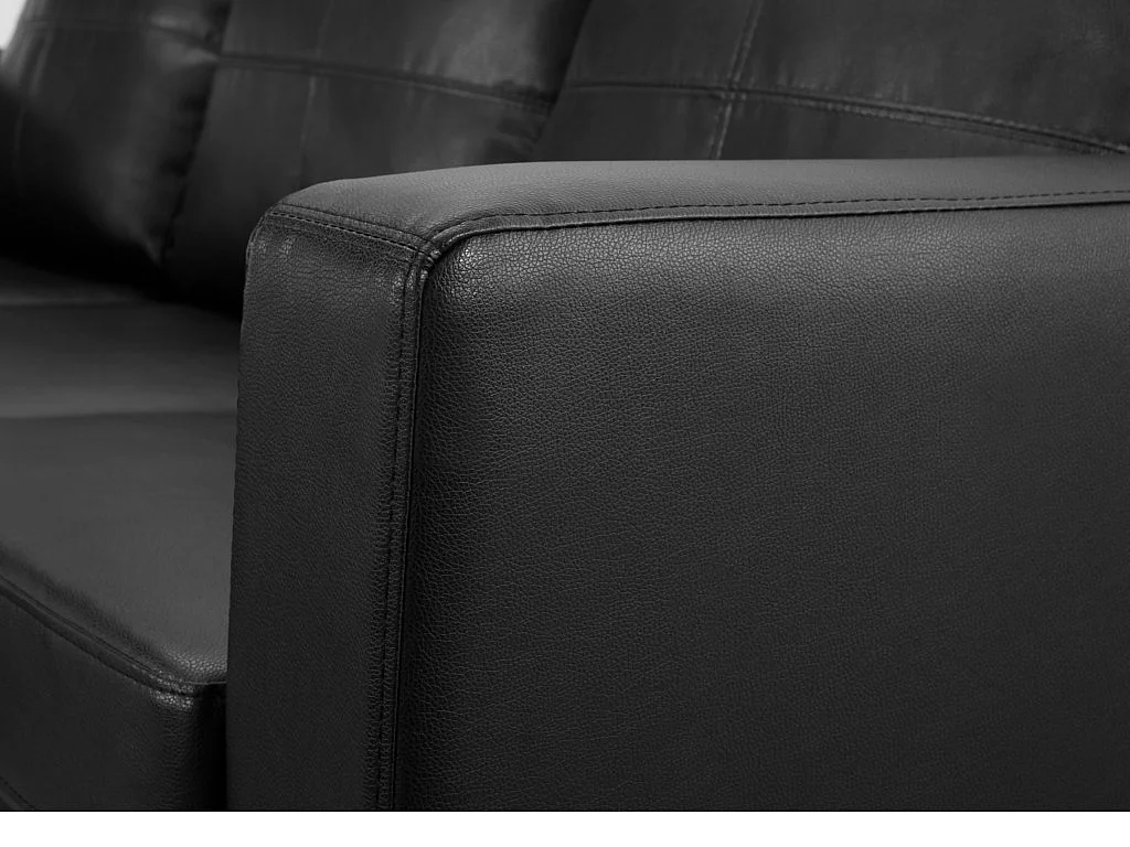 Kanapa narożna dwustronna z ekoskóry ACKLEY - Czarny