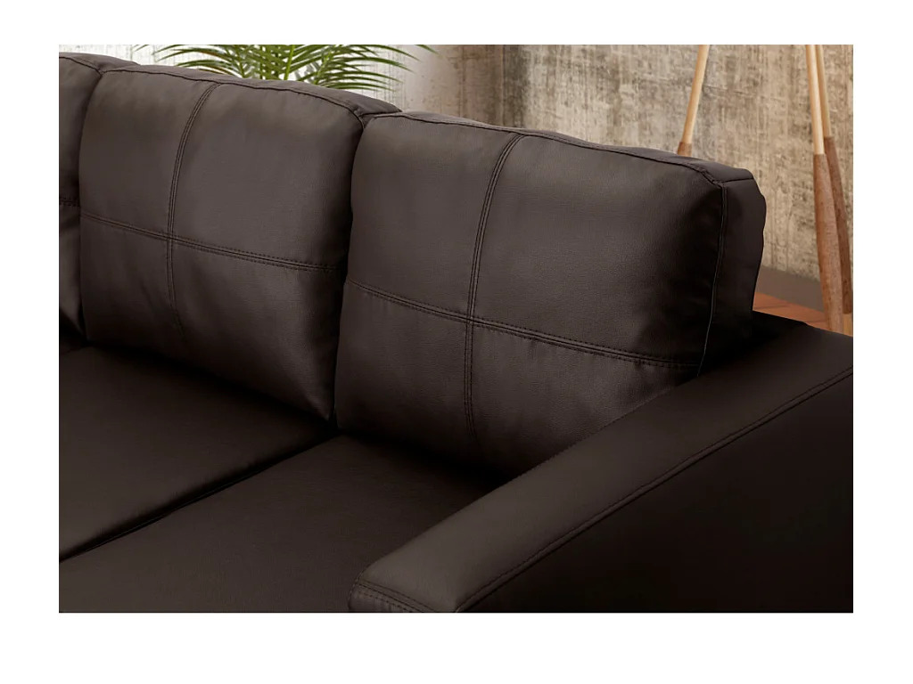 Ecksofa - Kunstleder - Braun - ACKLEY