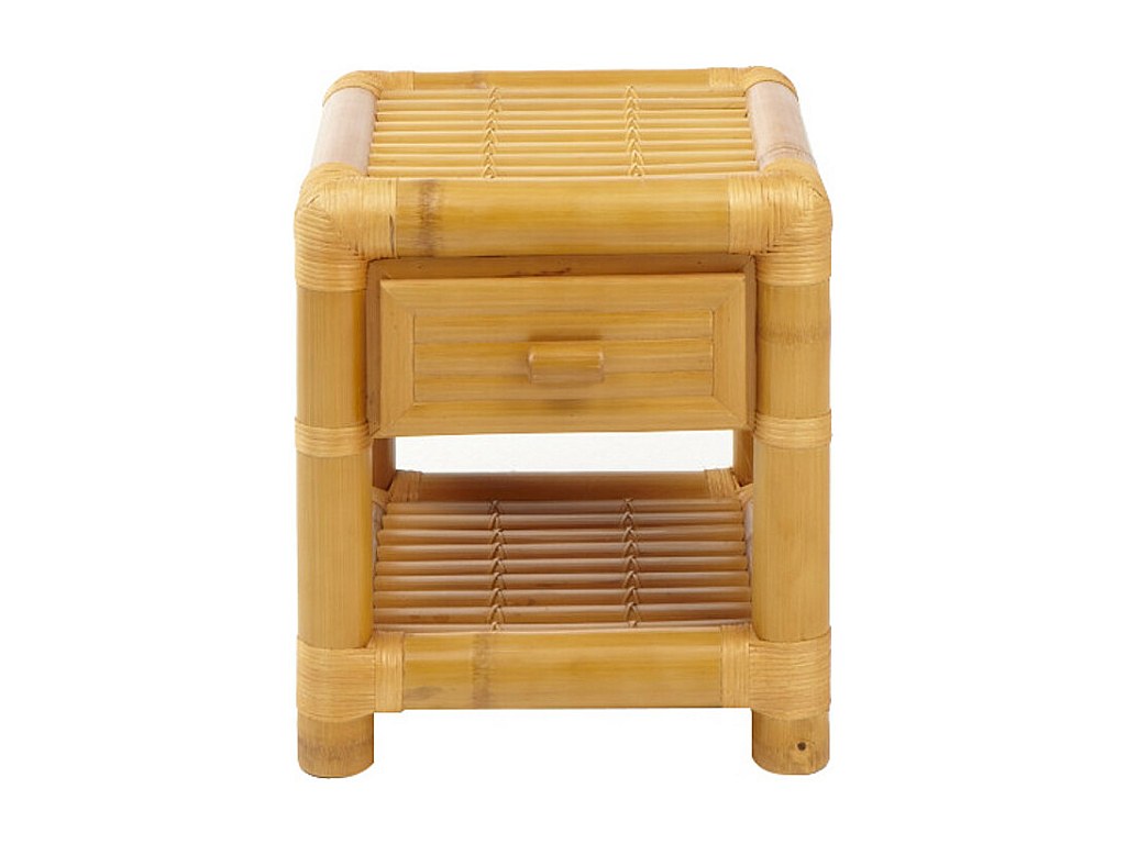 Mesa de noche 1 cajón+1 hueco de bambú color miel MALINDI