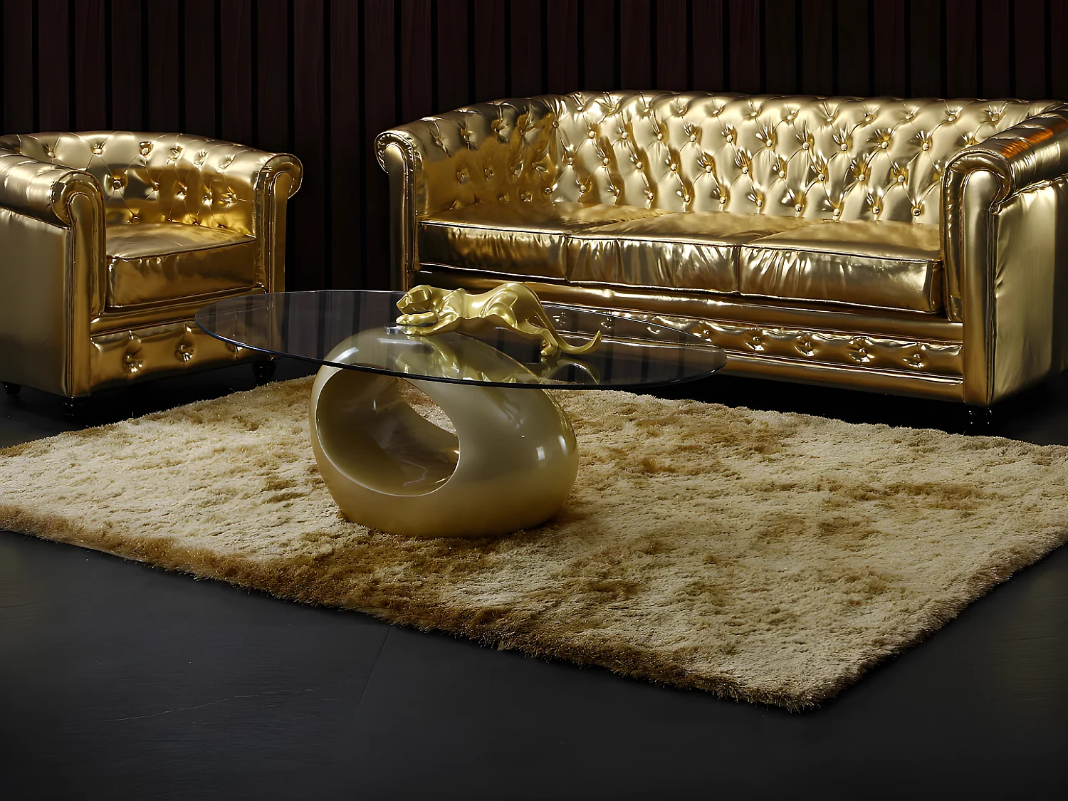 Alfombra shaggy GLITTER 160x230 cm - Dorada