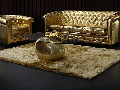 Hochflorteppich - 160 x 230 cm - Goldfarben - GLITTER