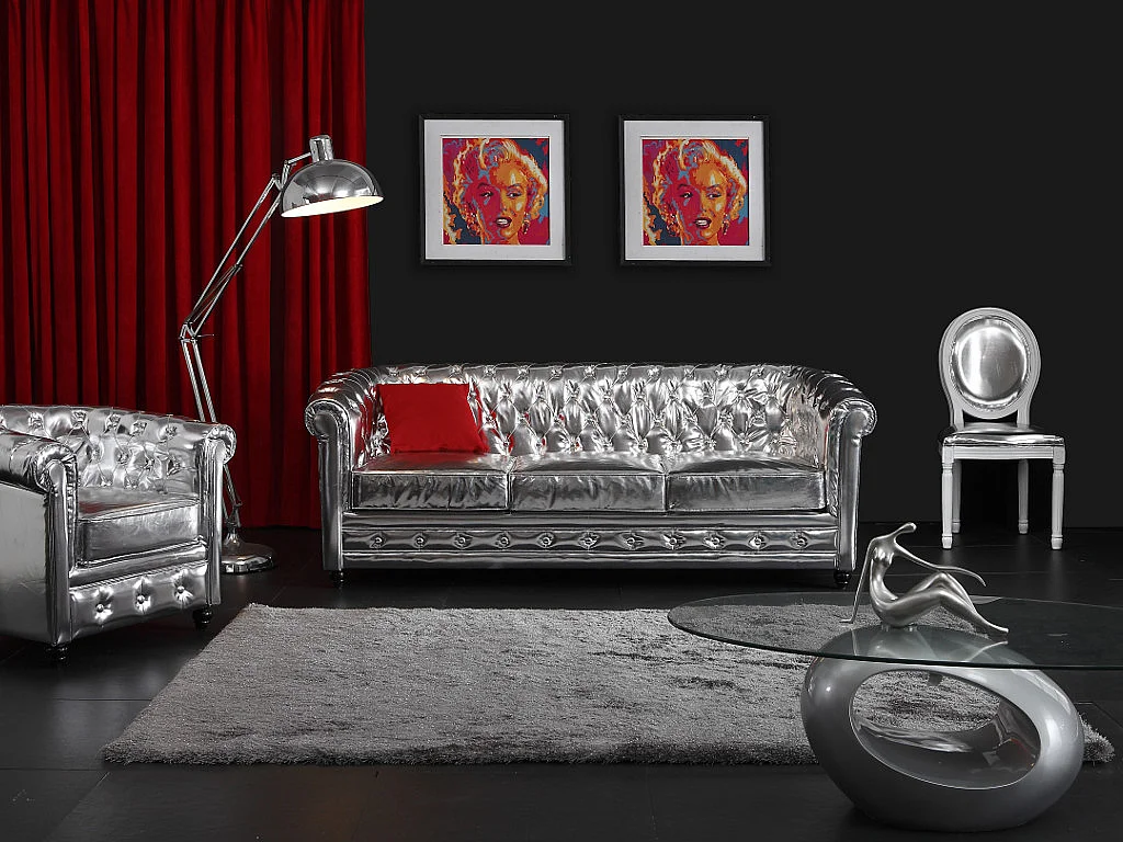 Alfombra shaggy GLITTER 160x230 cm - Plateada