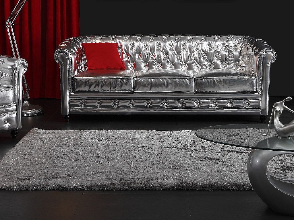 Langhåret shag teppe - 160 x 230 cm - Sølvfarget - GLITTER