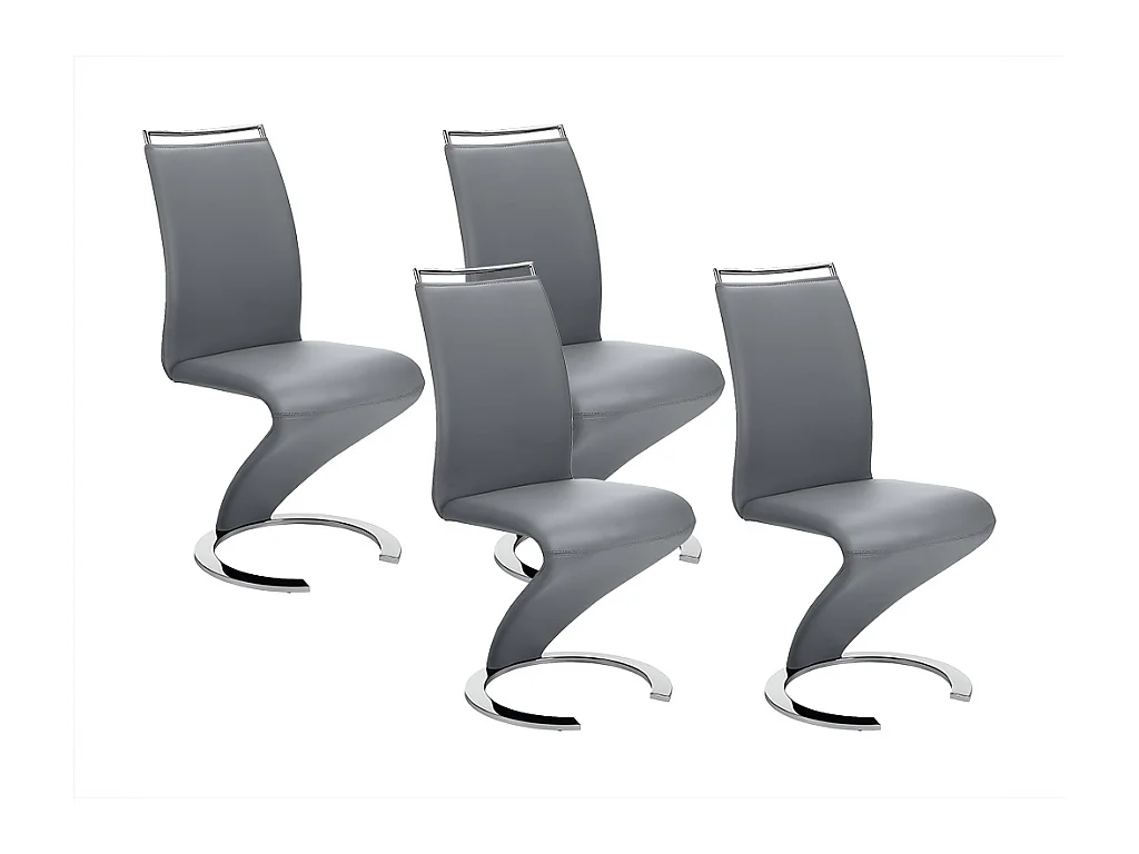 Stuhl Freischwinger 4er-Set - Kunstleder - Grau - TWIZY