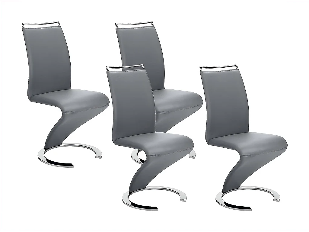Lot de 4 chaises TWIZY - Simili gris
