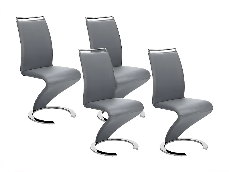 Lot de 4 chaises TWIZY - Simili gris