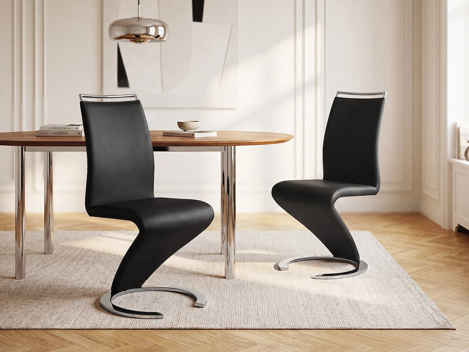 Lot de 4 chaises TWIZY - Simili Noir