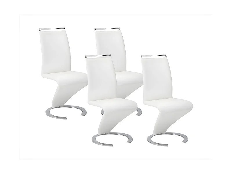 Lot de 4 chaises TWIZY - Simili Blanc