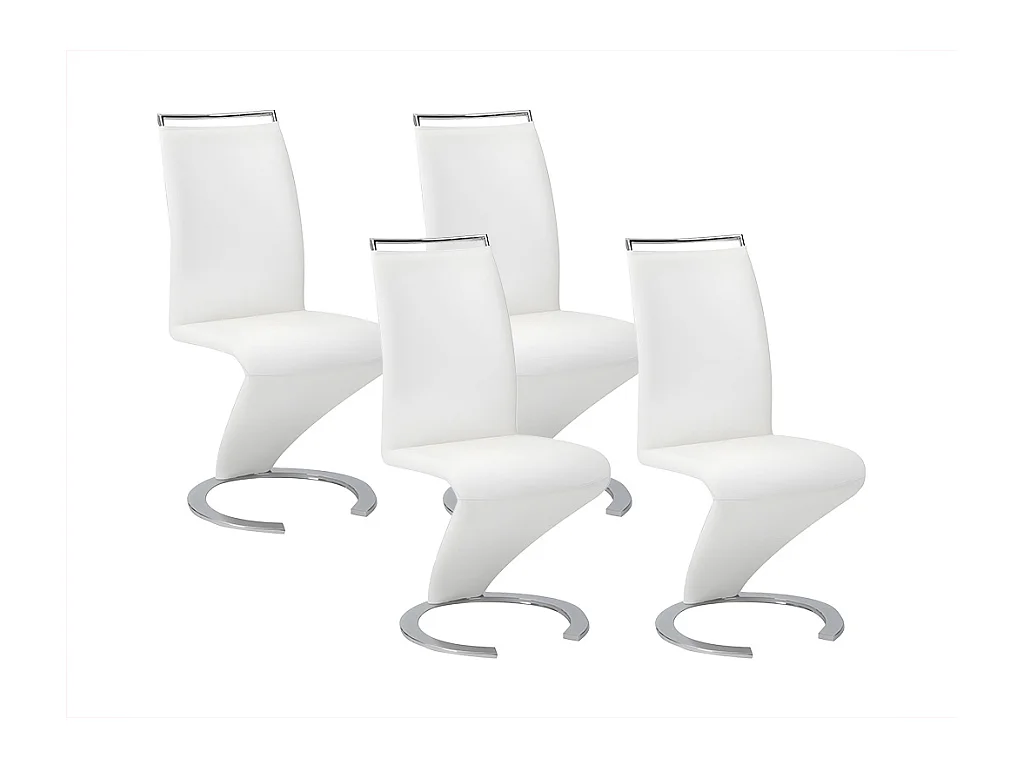Komplet 4 krzeseł TWIZY - Materiał skóropodobny biały