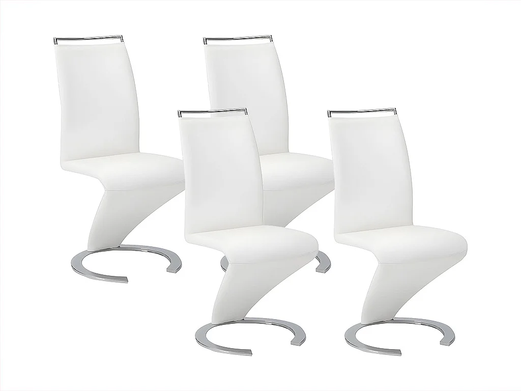 Lot de 4 chaises TWIZY - Simili Blanc