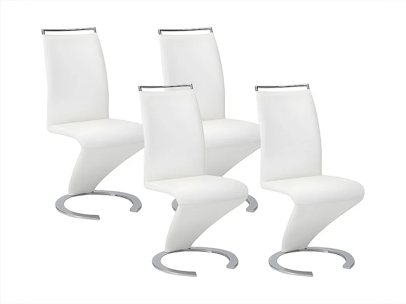 Lot de 4 chaises TWIZY - Simili Blanc