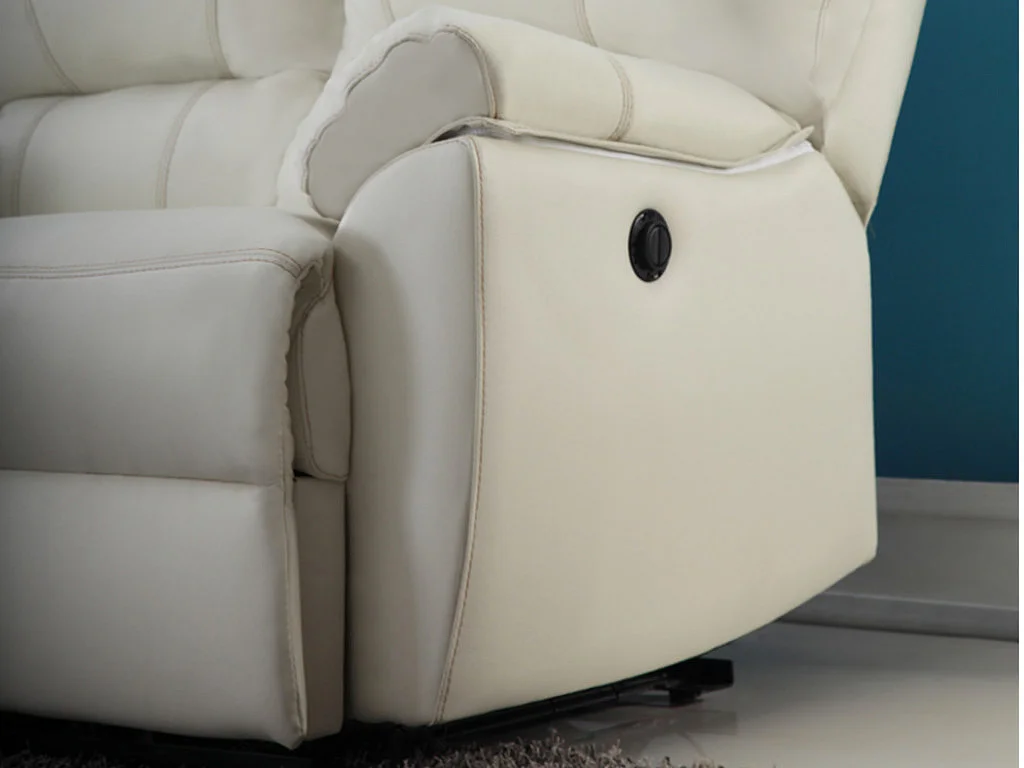 Relaxsofa 3-Sitzer elektrisch - Leder - Elfenbeinfarben - MARCIS