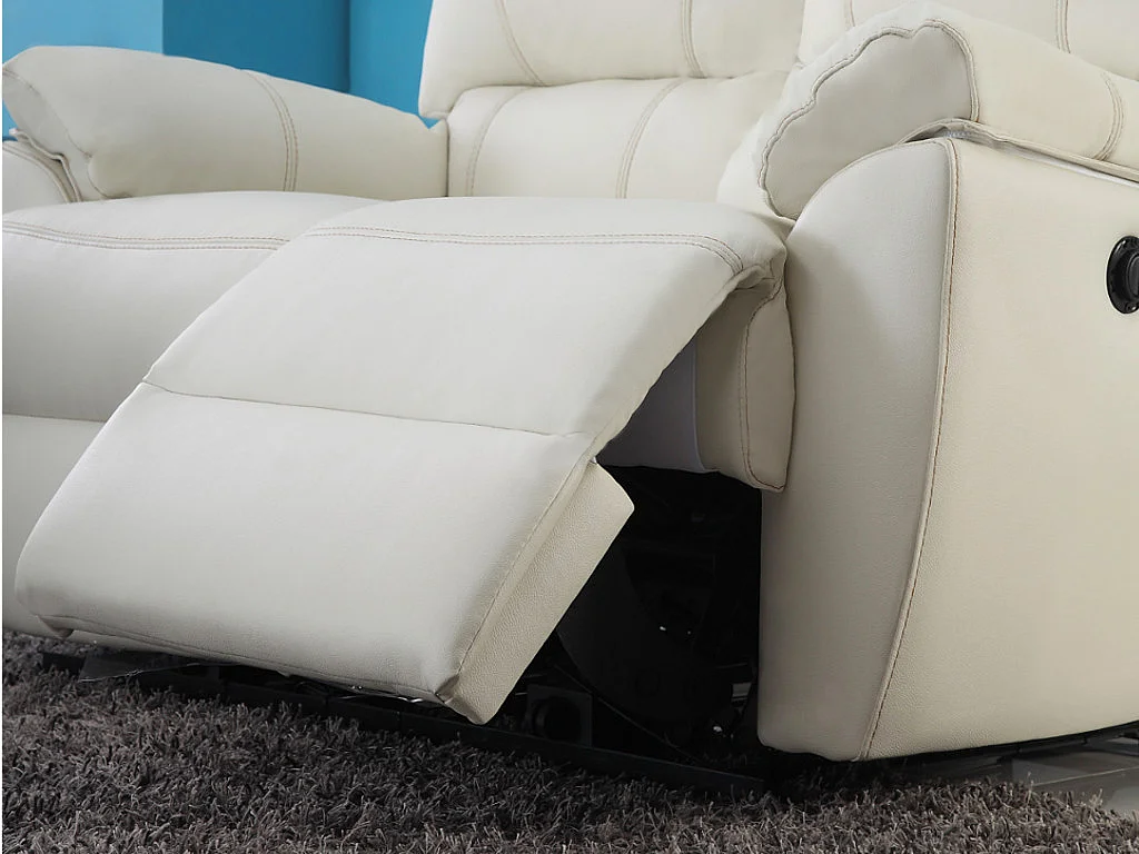 Relaxsofa 3-Sitzer elektrisch - Leder - Elfenbeinfarben - MARCIS