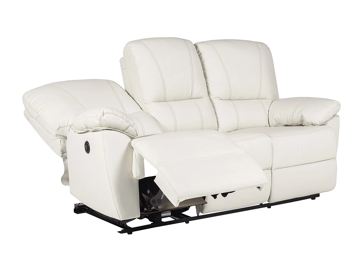 Relaxsofa 3-Sitzer elektrisch - Leder - Elfenbeinfarben - MARCIS