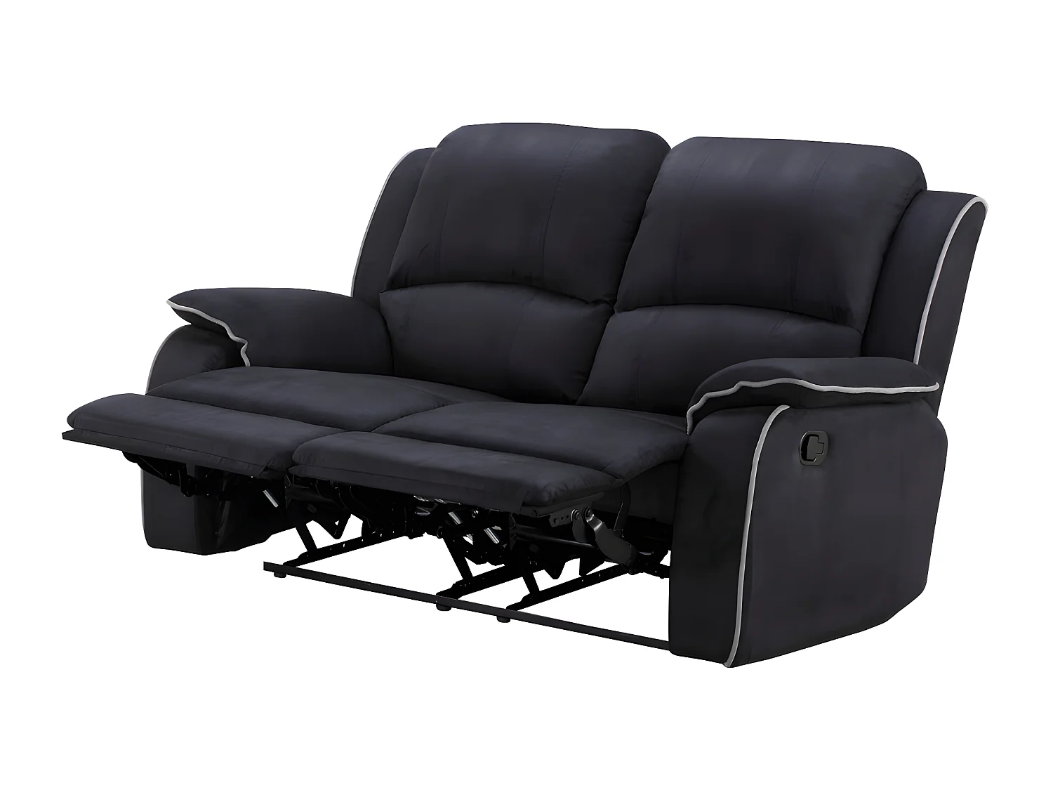 3-personers og 2-personers mikrofibersofa med indbygget recliner - HERNANI - Sort