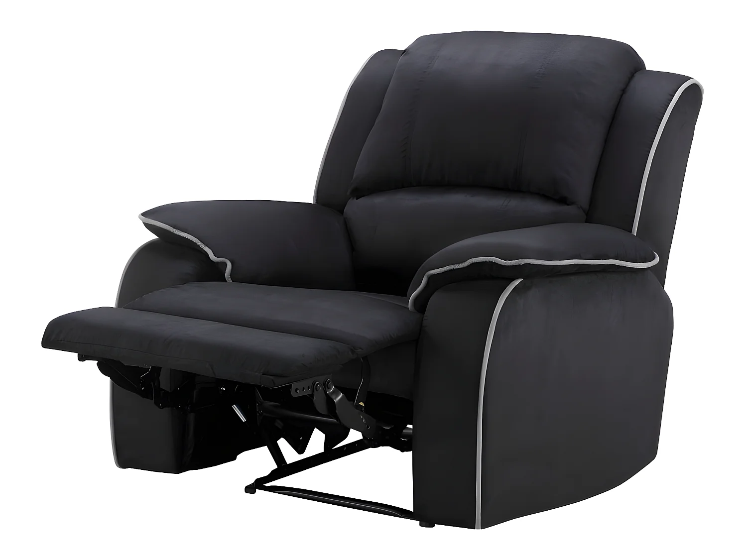 Canapés 3 places 2 places et un fauteuil relax en microfibre HERNANI - Noir