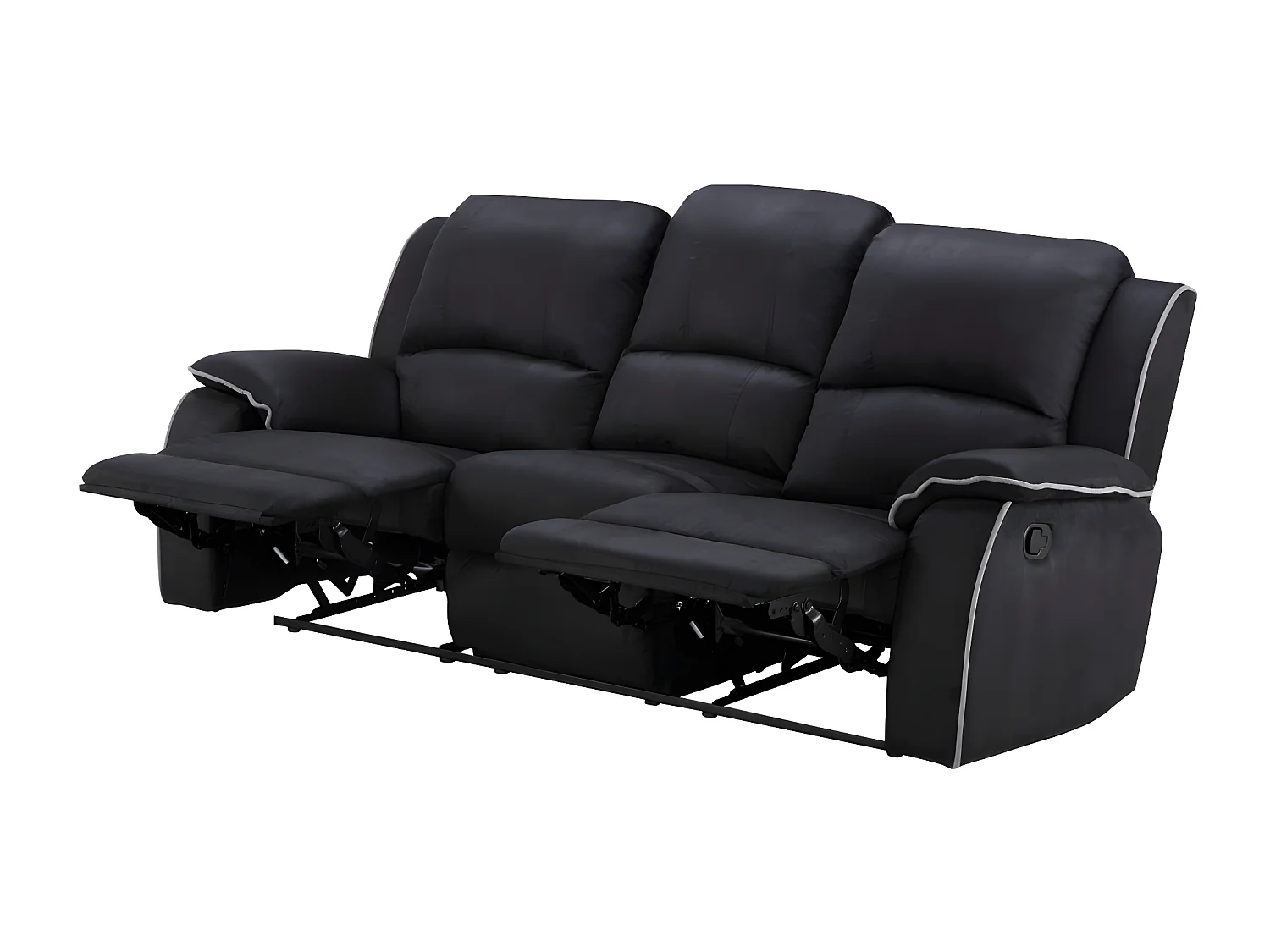 Canapés 3 places 2 places et un fauteuil relax en microfibre HERNANI - Noir