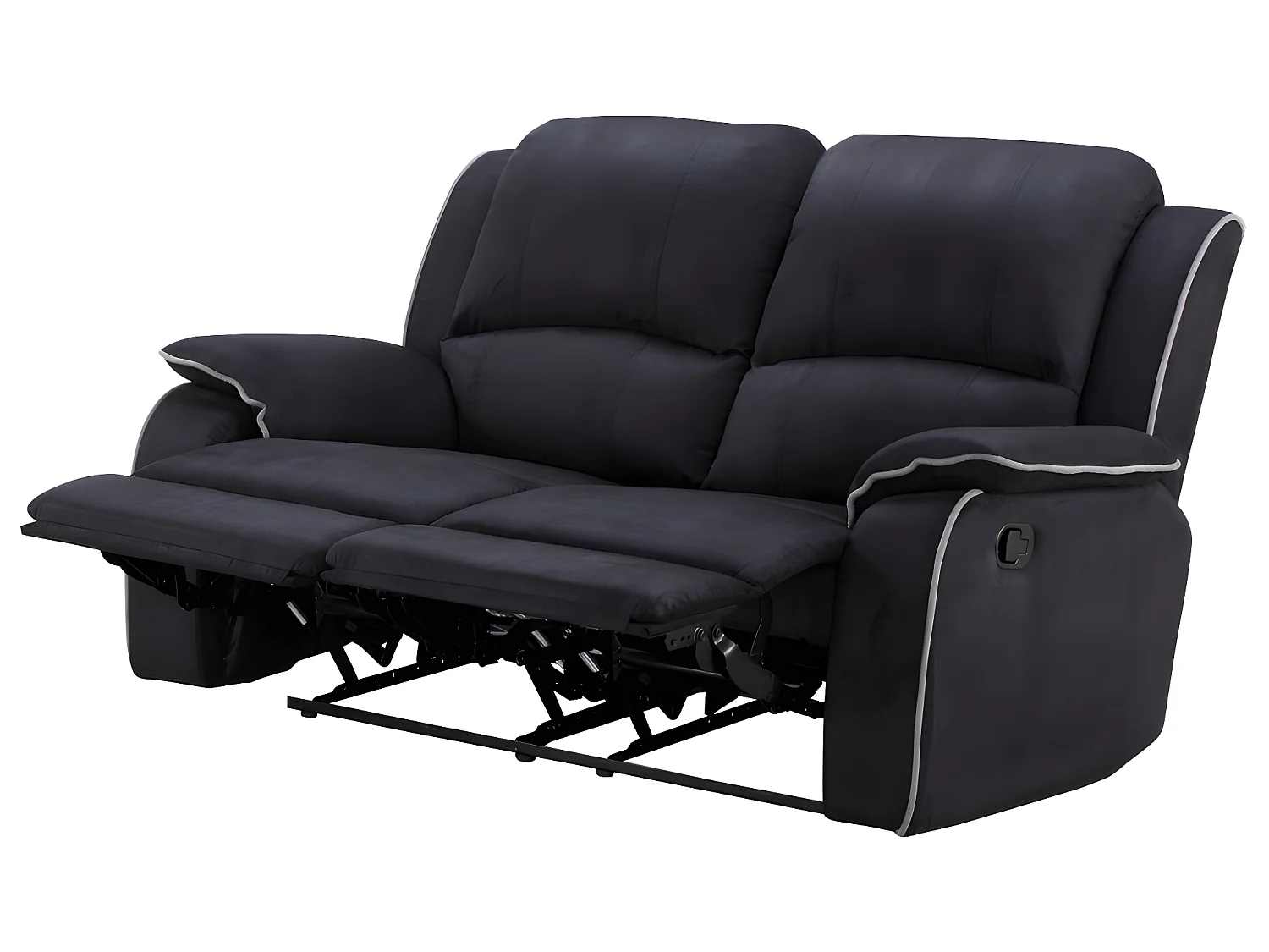 Driezits, tweezits relaxbank en relaxfauteuil van microvezel HERNANI - Zwart 