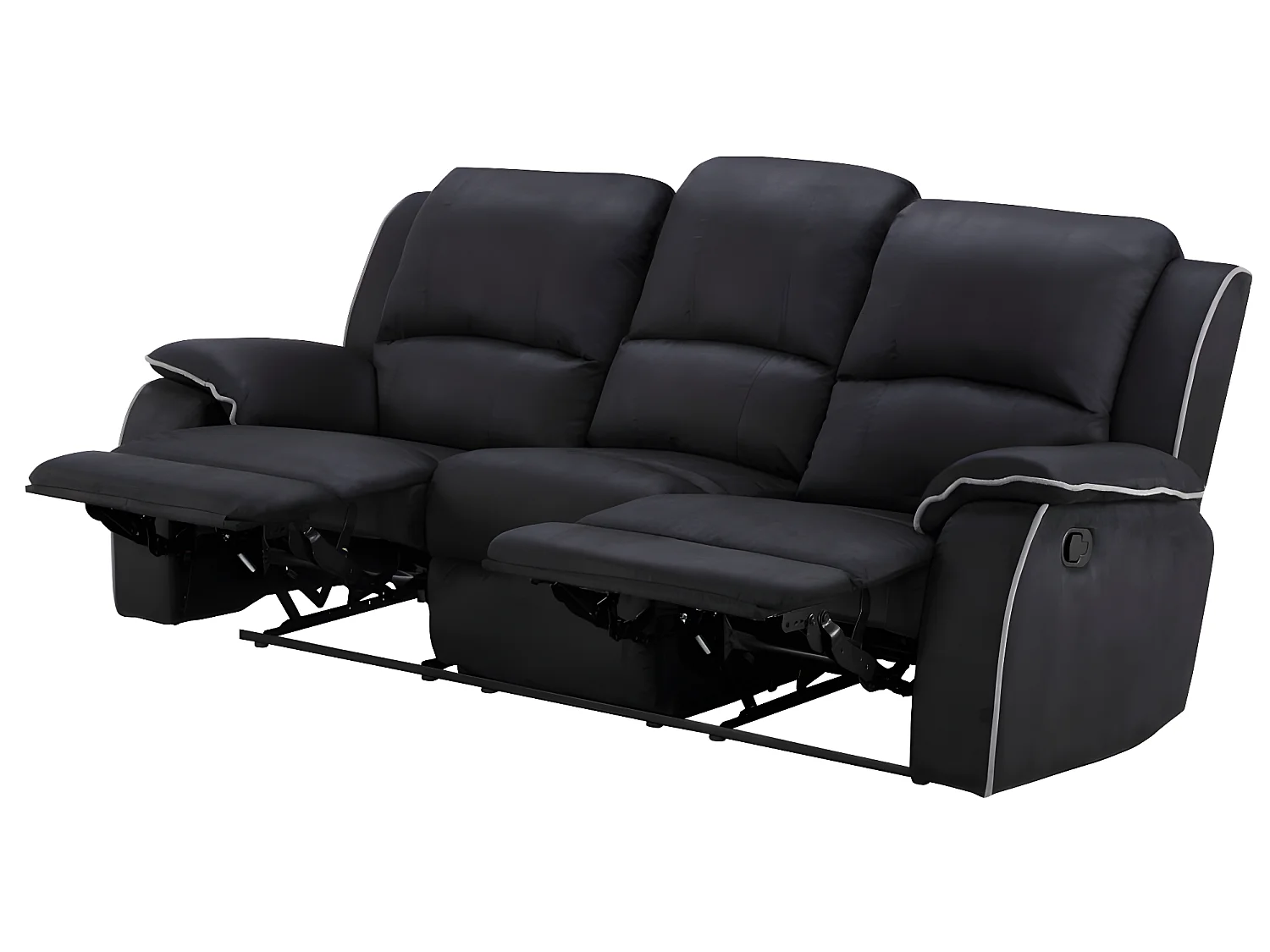 Driezits, tweezits relaxbank en relaxfauteuil van microvezel HERNANI - Zwart 