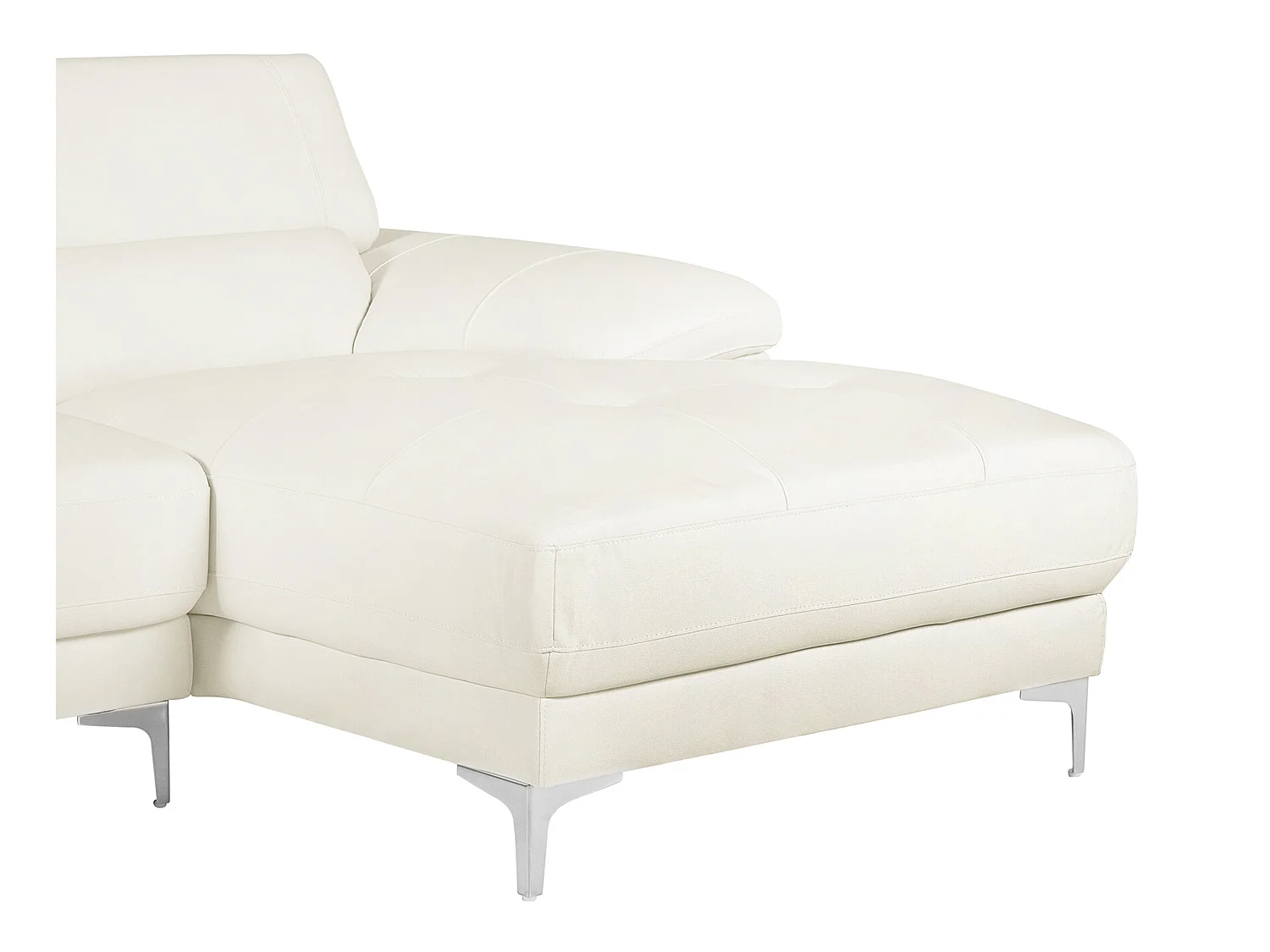 Canapé d'angle en cuir SOLANGE - Blanc - Angle droit