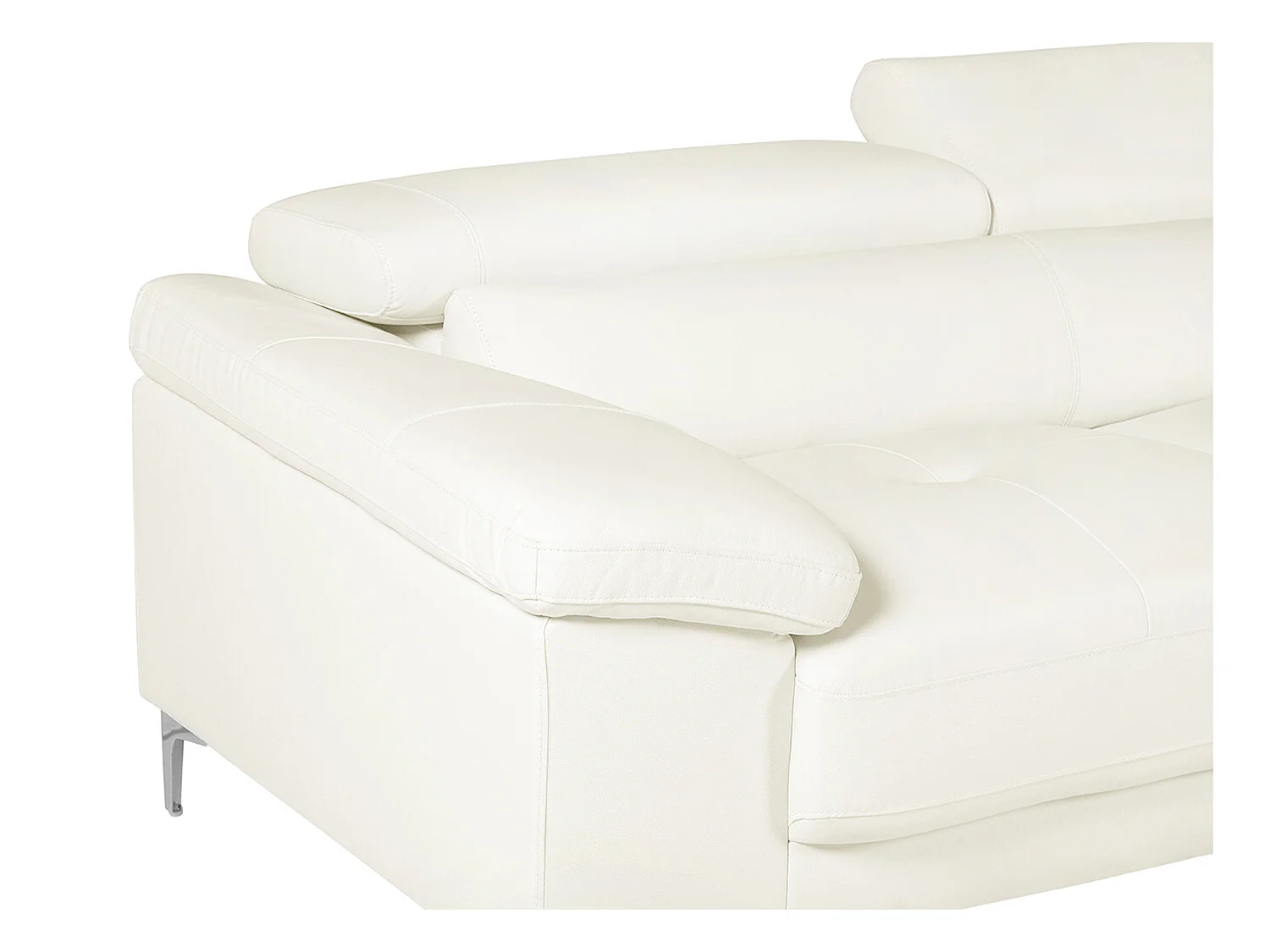 Canapé d'angle en cuir SOLANGE - Blanc - Angle droit