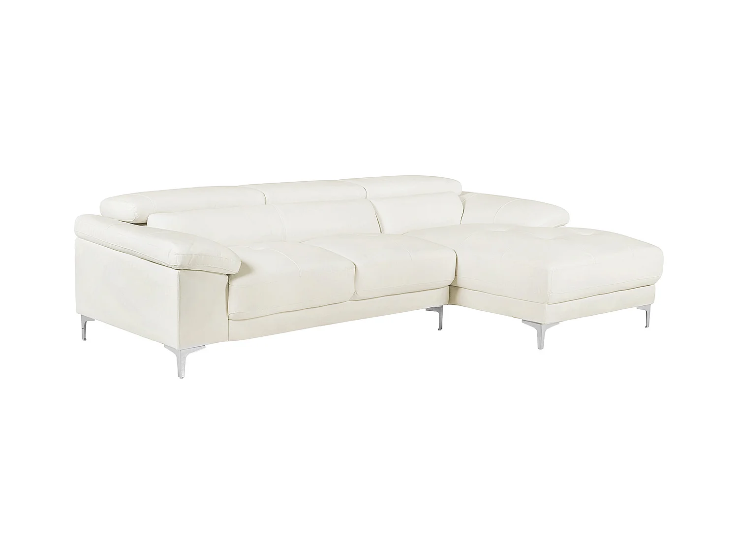 Canapé d'angle en cuir SOLANGE - Blanc - Angle droit